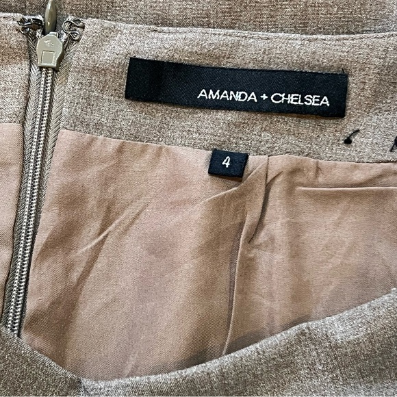 AMANDA AND CHELSEA tan skirt size 4 straight pencil zip back lined - Picture 5 of 8